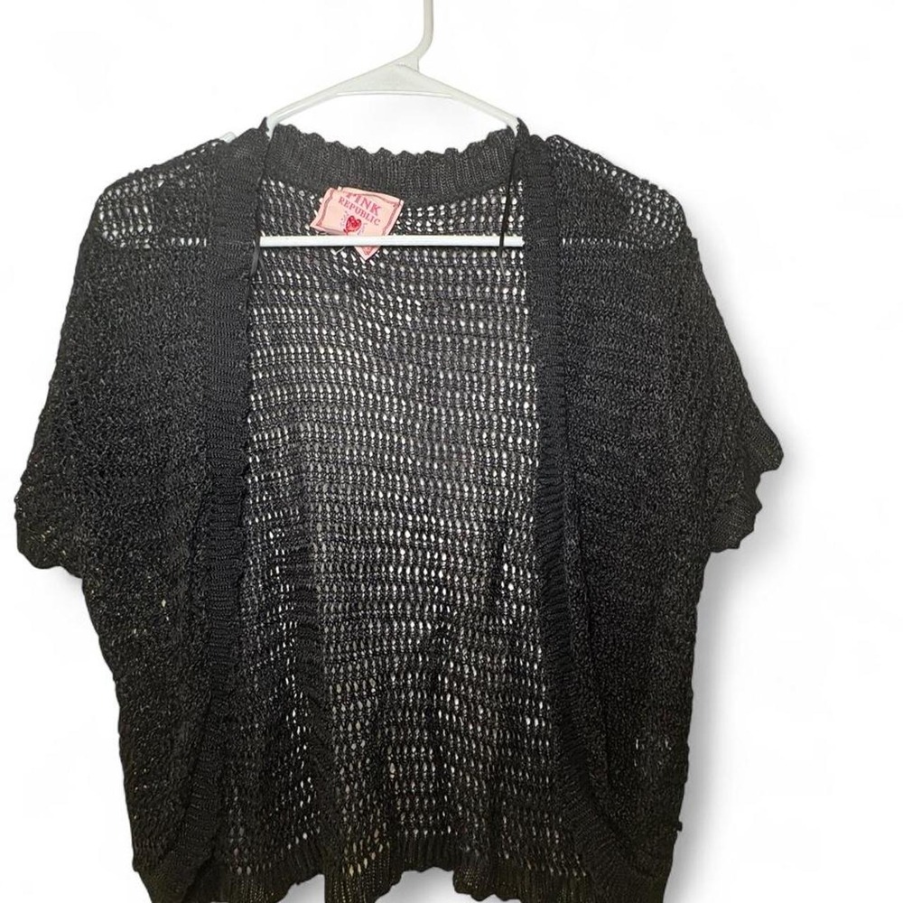 Black mesh cardigan with a boho vibe, size XL